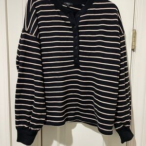 Rails Black and Cream Striped Sweater